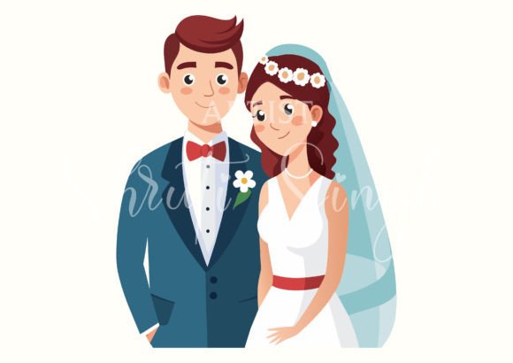 Capturing Romance: The Charm of Wedding Couple Vector Illustration