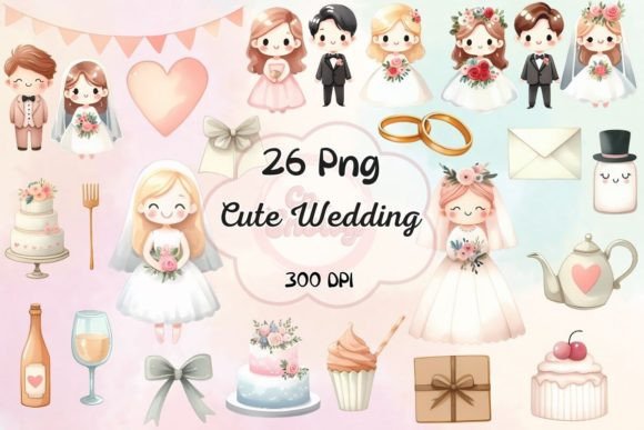 Cute Wedding Sublimation Clipart: Your Watercolor Design Toolkit