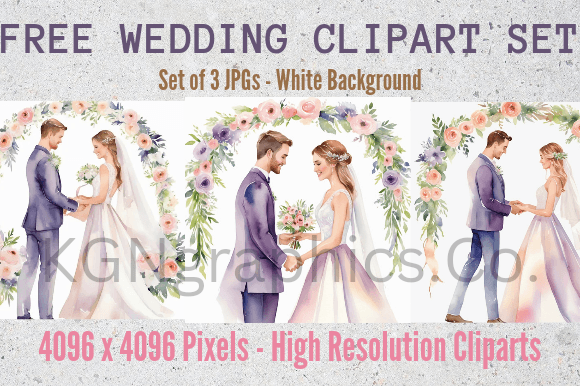 Enchanting Wedding Clipart: Whimsical Watercolor Couple Designs