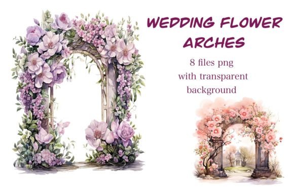 Set Wedding Flowers Arches, Watercolor: Designing with Botanical Elegance