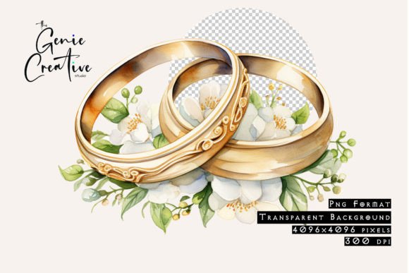 Watercolor Wedding Ring PNG Clipart for Elegant Design